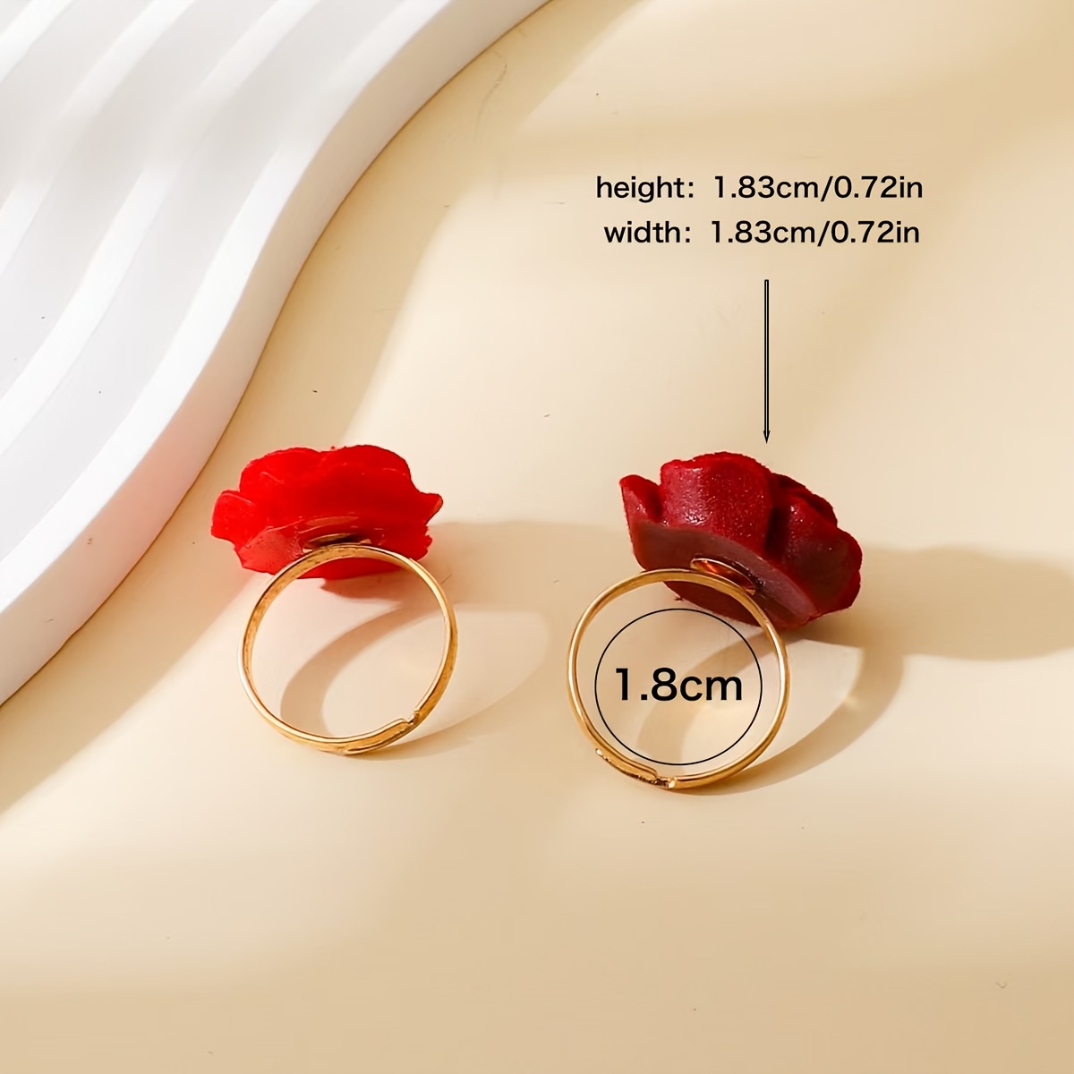 Vintage Inspired Faux Flower Open Ring Red Rose Stylish Accessory